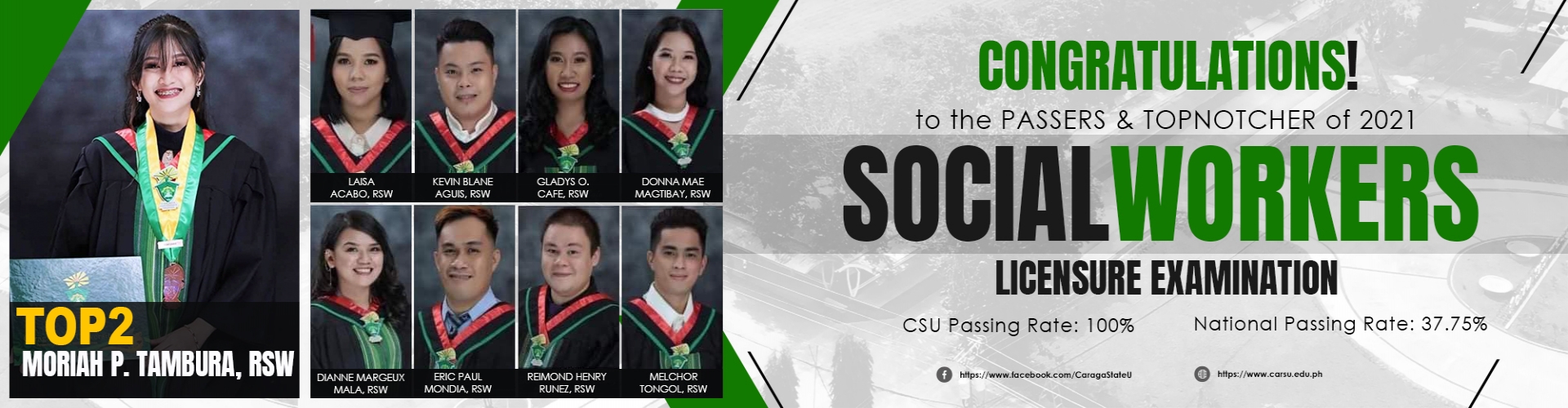 CSU Passers and Topnotcher 2021 Licensure Examination for Social Workers