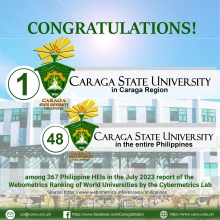 Webometrics tag CSU as top university in Caraga, 48th in the entire PH